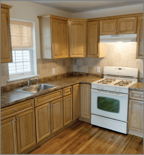 Cabinets in a kitchen fixed. 