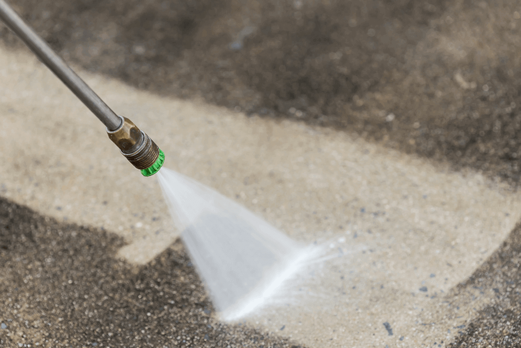 Power Washing outside.