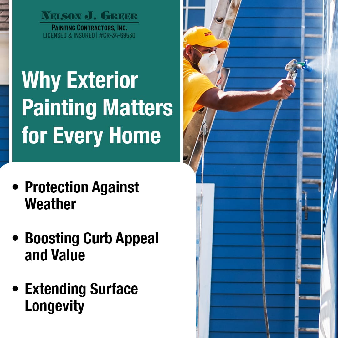 A split image with the Nelson J. Greer Painting Contractors logo at the top left.